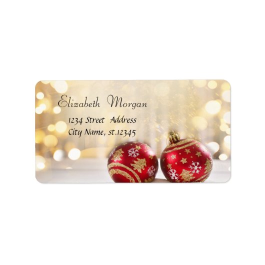 Rode Kerstballen Vakantie Etiket (Voorkant)