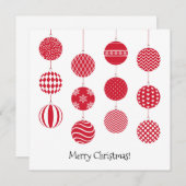 Rode Kerstballen Vierkante Kaart (Voorkant / Achterkant)