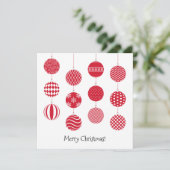 Rode Kerstballen Vierkante Kaart (Staand voorkant)