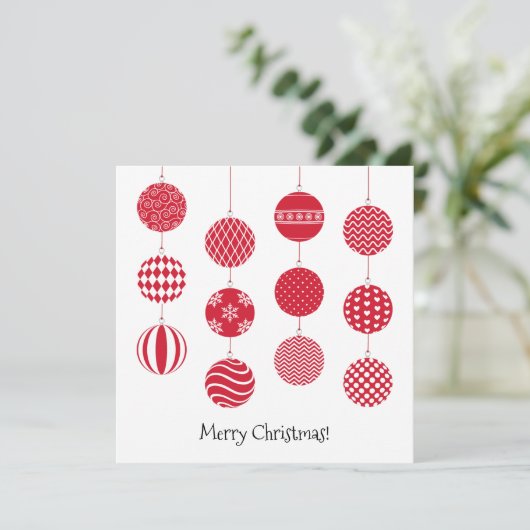 Rode Kerstballen Vierkante Kaart (Staand voorkant)