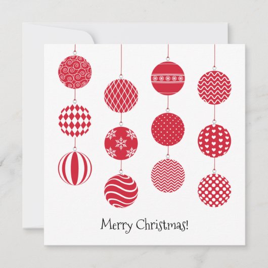 Rode Kerstballen Vierkante Kaart (Voorkant)
