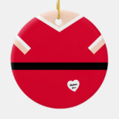 Rode Kerstballon Santa Suit Keramisch Ornament (Achterkant)