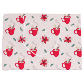 Rode kerstbeker | poinsettia-bloemen groot cadeauzakje (Voorkant)