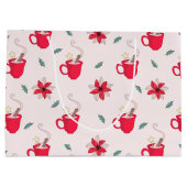 Rode kerstbeker | poinsettia-bloemen groot cadeauzakje (Achterkant)