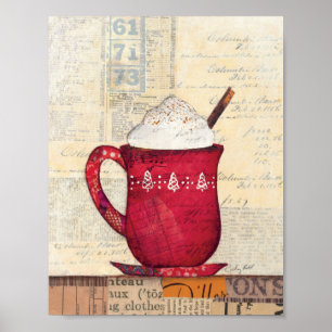 Rode kerstbeker poster