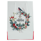 Rode kerstbessen met vleugels medium cadeauzakje (Achterkant)