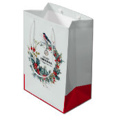 Rode kerstbessen met vleugels medium cadeauzakje (Achterkant Gekanteld)