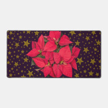 Rode kerstbloem, dunne gouden sterren op