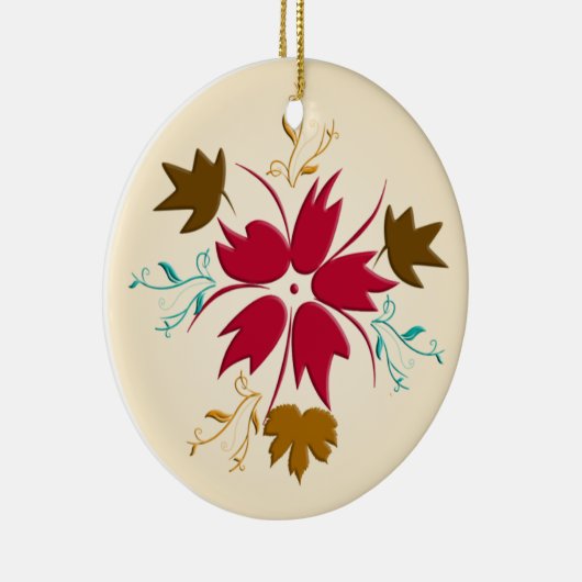 Rode kerstbloem keramisch ornament (Rechts)