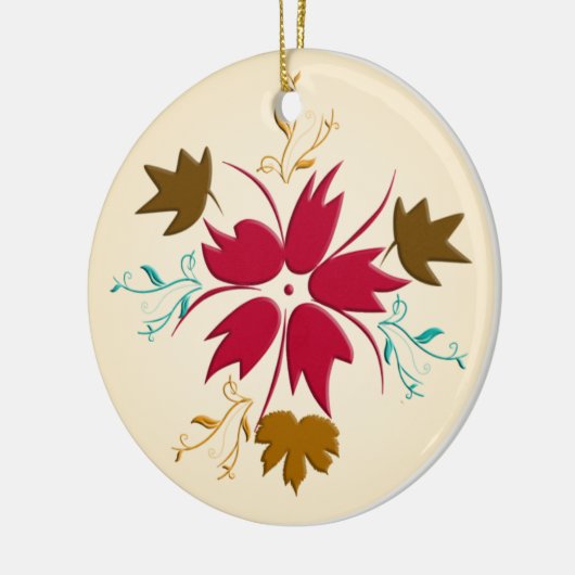 Rode kerstbloem keramisch ornament (Links)