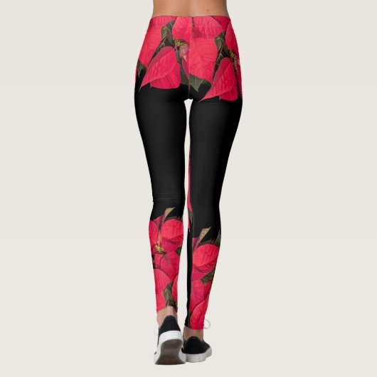 Rode kerstbloem leggings (Achterkant)