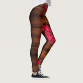 Rode kerstbloem op bruin leggings (Rechts)