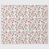 Rode kerstbloemen en Holly Berries Cadeaupapier (Vlak)