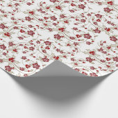 Rode kerstbloemen en Holly Berries Cadeaupapier (Hoek)