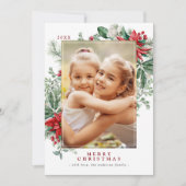 Rode Kerstbloemen Poinsettia | Verticale foto Feestdagenkaart (Voorkant)