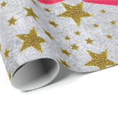 Rode kerstbloemgouden sterren op abstract zilver cadeaupapier (Rol Hoek)