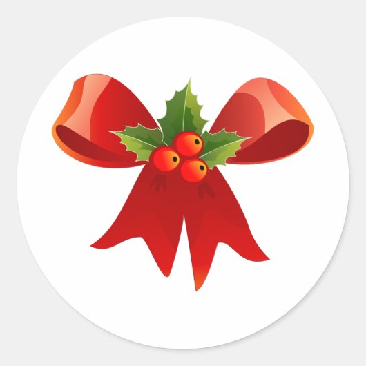 Rode kerstboei met Holly Ronde Sticker (Voorkant)