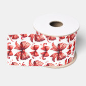 Rode Kerstbogen Grosgrain Lint (Spoel)