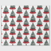 Rode Kerstbomen Cadeaupapier (Vlak)