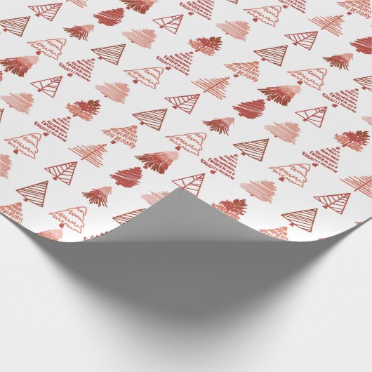 Rode kerstbomen cadeaupapier (Hoek)