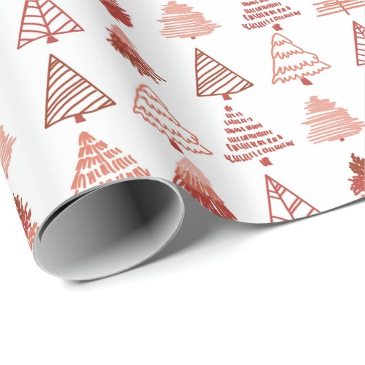 Rode kerstbomen cadeaupapier (Rol Hoek)