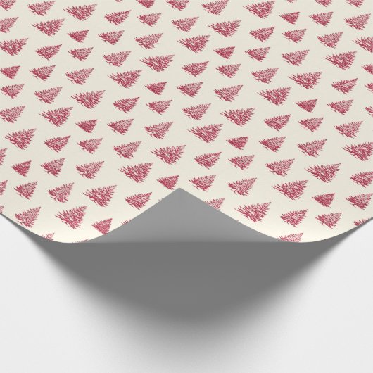  rode kerstbomen cadeaupapier (Hoek)