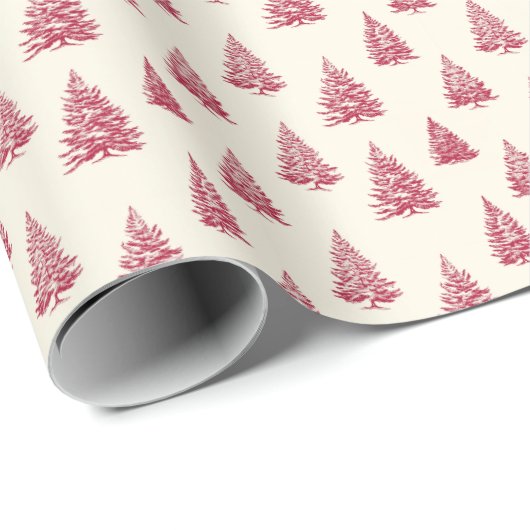  rode kerstbomen cadeaupapier (Rol Hoek)