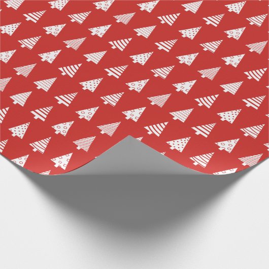Rode kerstbomen cadeaupapier (Hoek)