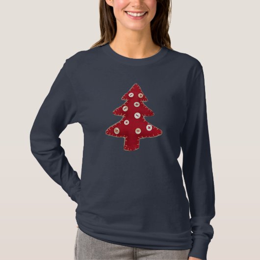Rode kerstbomen en Buttonnen T-shirt (Voorkant)