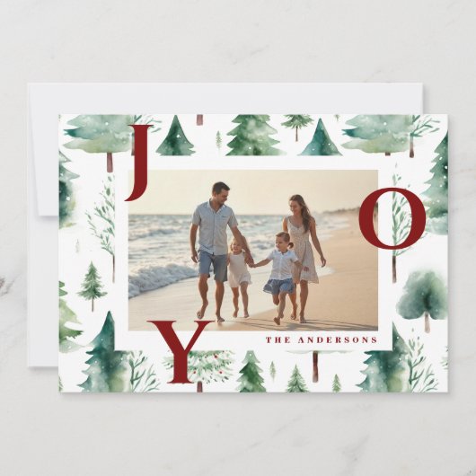 Rode Kerstbomen Foto Kerstkaart (Voorkant)