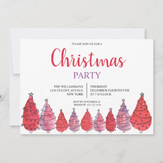 Rode kerstbomen kaart (Voorkant)