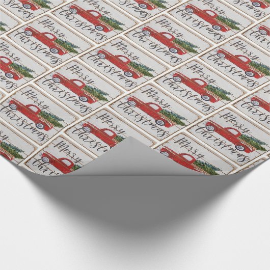  rode kerstbomen met kerstretro cadeaupapier (Hoek)