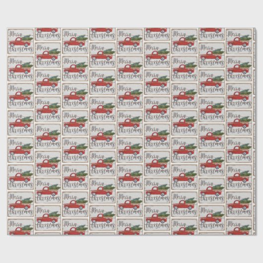 rode kerstbomen met kerstretro cadeaupapier (Vlak)