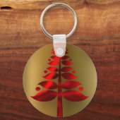 Rode kerstbomen op goud sleutelhanger (Voorkant)