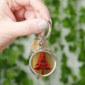 Rode kerstbomen op goud sleutelhanger (Hand)