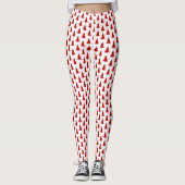 Rode kerstbomen op witte achtergrond patroon leggings (Voorkant)