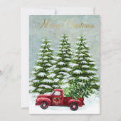 rode kerstbomen Rustic Feestdagenkaart (Voorkant)