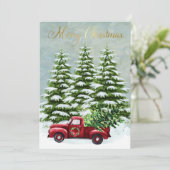 rode kerstbomen Rustic Feestdagenkaart (Staand voorkant)