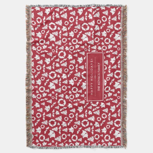 Rode kerstbomen, Wreath Bells en Holly Deken (Voorkant Verticaal)