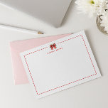 RODE KERSTBOOG COQUETTE MISTLETOE GEPERSONALISEERD NOTITIEKAARTJE<br><div class="desc">Girly en vrouwelijke sierlijke gepersonaliseerde briefpapier platte kaarten voor kerstseizoenen zijn voorzien van jouw naam in Sans Serif lettertype in combinatie met elegante rode feestelijke in coquette stijl versierd met maretak en bessen, dezelfde bogen is op de achterkant van de kaart. De naam kan gemakkelijk worden gepersonaliseerd om een ontwerp...</div>