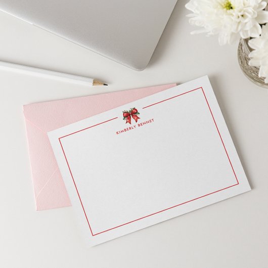 RODE KERSTBOOG COQUETTE MISTLETOE GEPERSONALISEERD NOTITIEKAARTJE