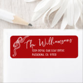Rode Kerstboog Handgetekende Doodle Script Adres Etiket (Insitu)