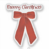 Rode Kerstboog met Zalig Kerstmis Tekst Sticker (Voorkant)