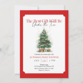 Rode kerstboom Baby shower uitnodiging (Voorkant)