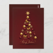 RODE KERSTBOOM BALLEN confetti Briefkaart (Voorkant / Achterkant)