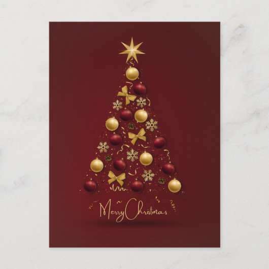 RODE KERSTBOOM BALLEN confetti Briefkaart (Voorkant)