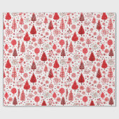 Rode kerstboom cadeau inpakpapier (Vlak)