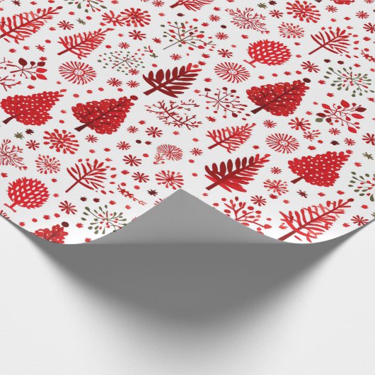 Rode kerstboom cadeau inpakpapier (Hoek)