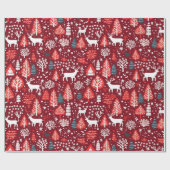 Rode kerstboom cadeau inpakpapier (Vlak)