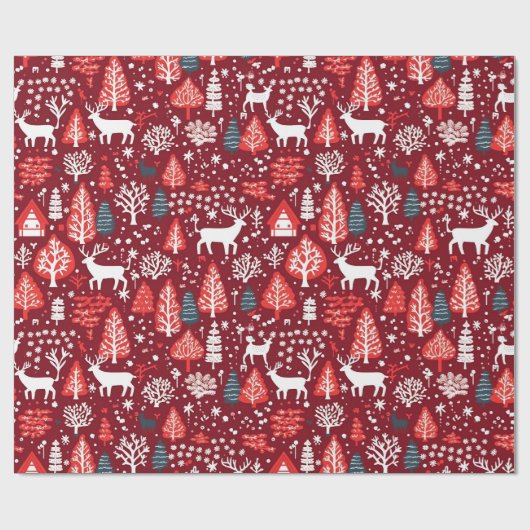 Rode kerstboom cadeau inpakpapier (Vlak)